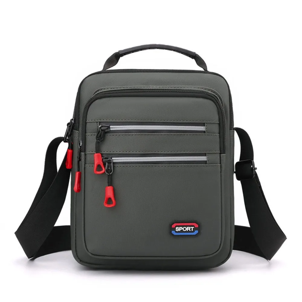 

Square Men Crossbody Bag Single Shoulder Solid Color Nylon Shoulder Bag Multi-layer Multifunctional Business Messenger Bag