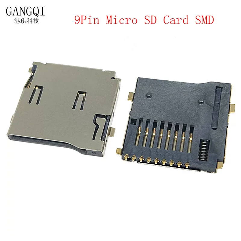 10PCS 9Pin Micro SD Card SMD Self Elastic TF Card Slot Reader Clip Push  Suitable for Mobile Phones Tablets Vehicle Navigation