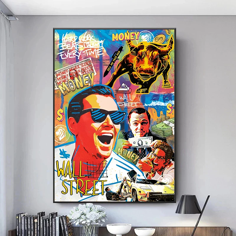 Abstract Graffiti Art The Wolf of Wall Street Classic Movie Poster Canvas Painting Leonardo DiCaprio Wall Picture Home Decor