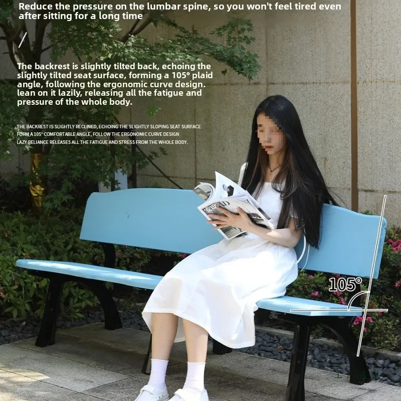 Park chair, outdoor anti-corrosive wood resting bench, courtyard cast aluminum outdoor community leisure backrest long chair