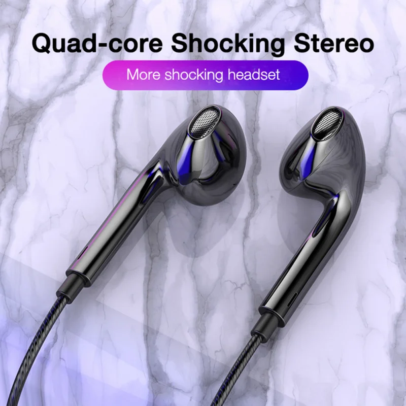 Wired Headphones 3.5mm In Ear Headset Wired Earphones with Microphone Bass Stereo Earbuds Sports In-line Control For Phones