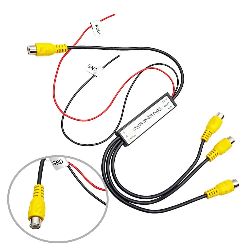 For Simultaneous Recording CVBS Video Splitter Car TV Video Hub 1 To 3 Video Output Splitter Video Signal Splitter