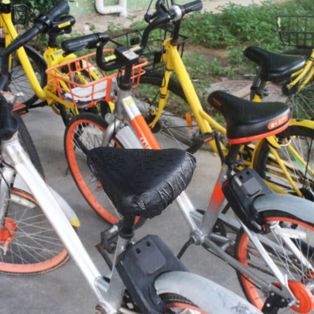 

4 pcs Waterproof Seat Cover For Bike Saddle Rain Protection Durable Pvc Material Fits Most Bicycle Saddles Black L