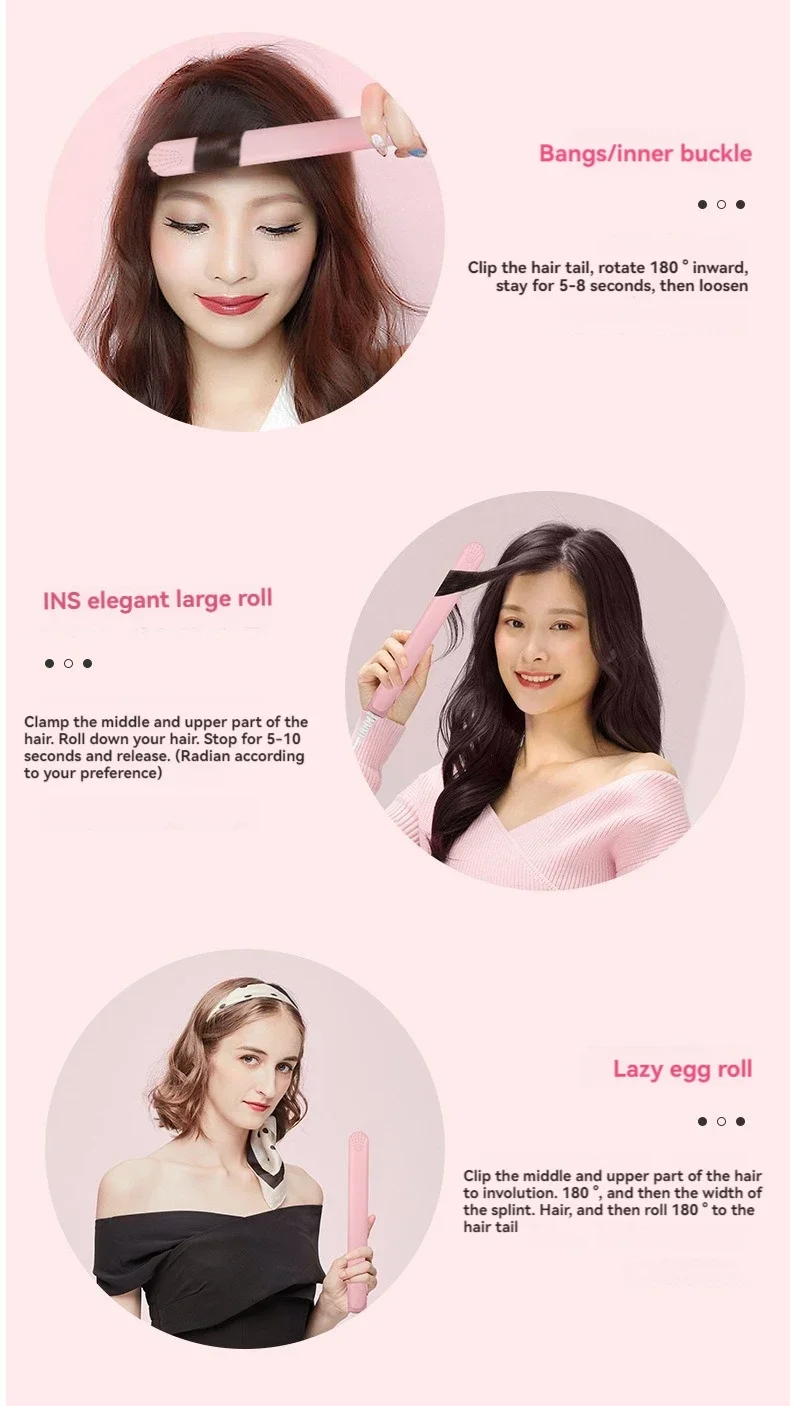 EU-Stecker Mini Schnellheizender Haarglätter 2-in-1 Glätteisen und Lockenstab für Ponyfrisuren – Detail 5