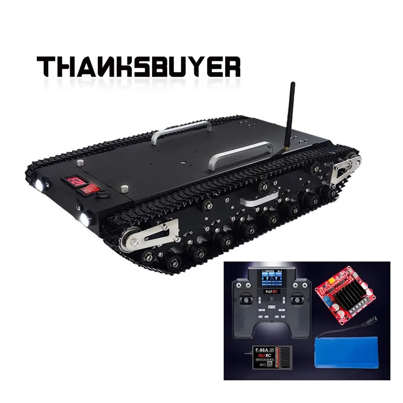WT‑500S 2WD Metal Tank Robot Chassis, RC Intelligent Car Chassis with Full Electronic Control System for DIY Robot Project