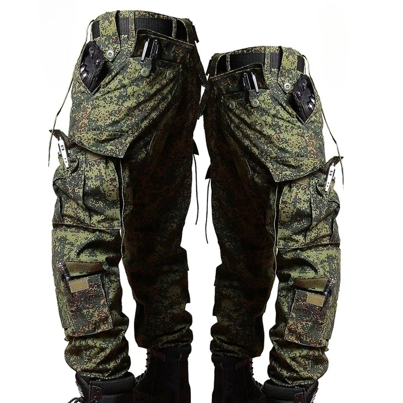 Men\'s Spring Outdoor Set Wear Resistant Tactical Camouflage Training Suit Multi Pocket Slim Tops Hunting Work Pants 2-piece