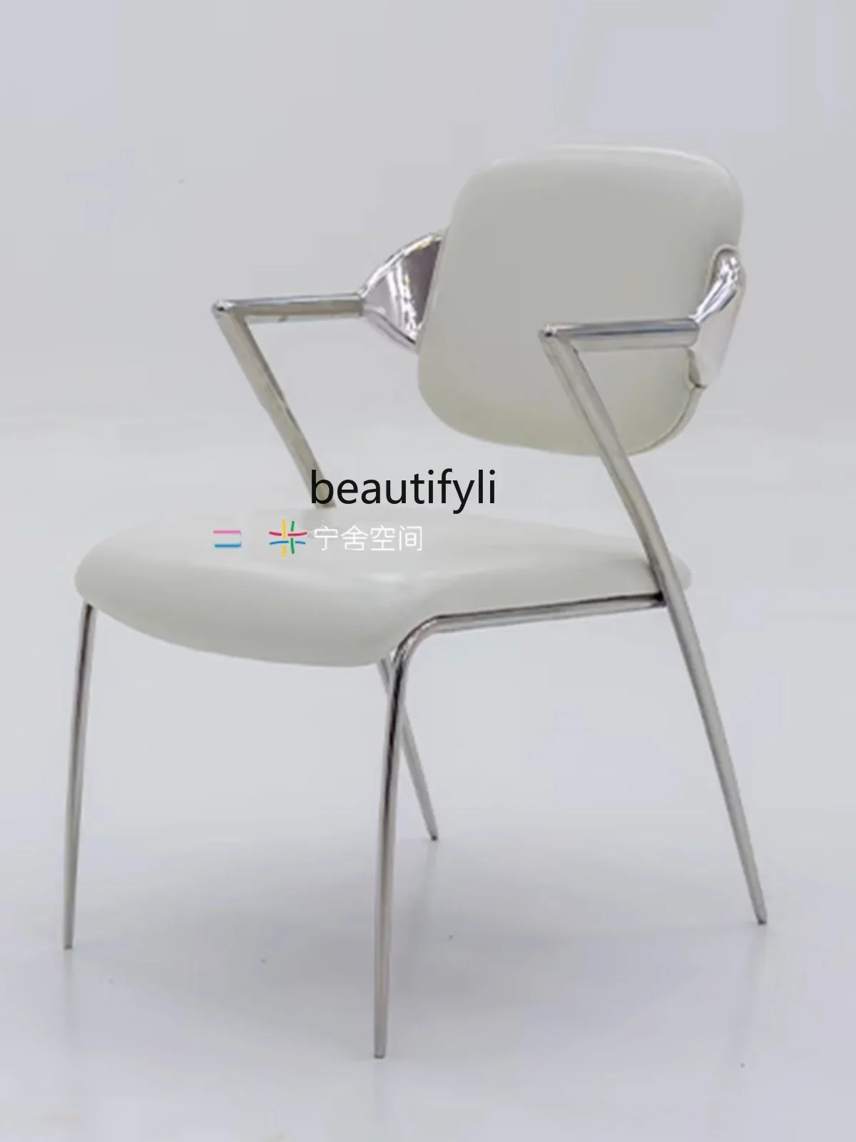 

15 Modern Minimalist Nordic Dining Chair Household Minimalist Modern Model Room Household Stainless Steel Armchair