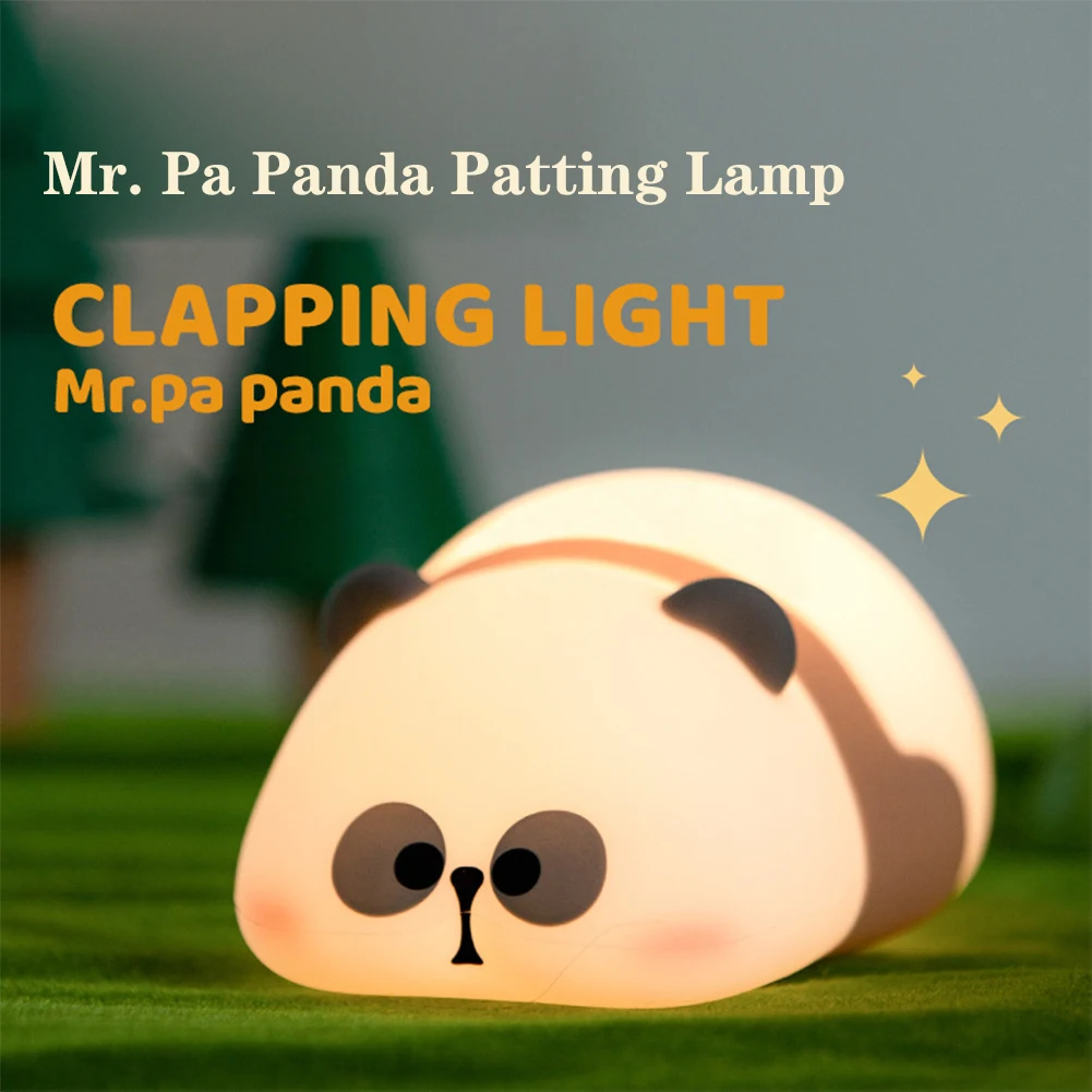 1200mAh Cute Panda Night Light 3 Level Dimmable Nursery Sleeping Lamp Timing Rechargeable Bedside Touch Lamp For Room Decor