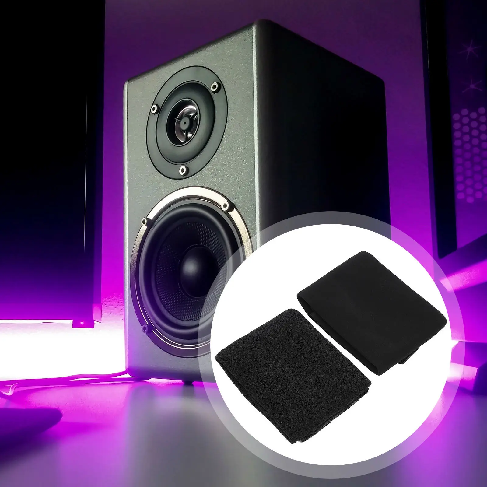 2 Sheets Professional Speaker Grill Cloth Sound Deadening Mat for Stage Speakers Studio Recording Equipment Car Audio Foam