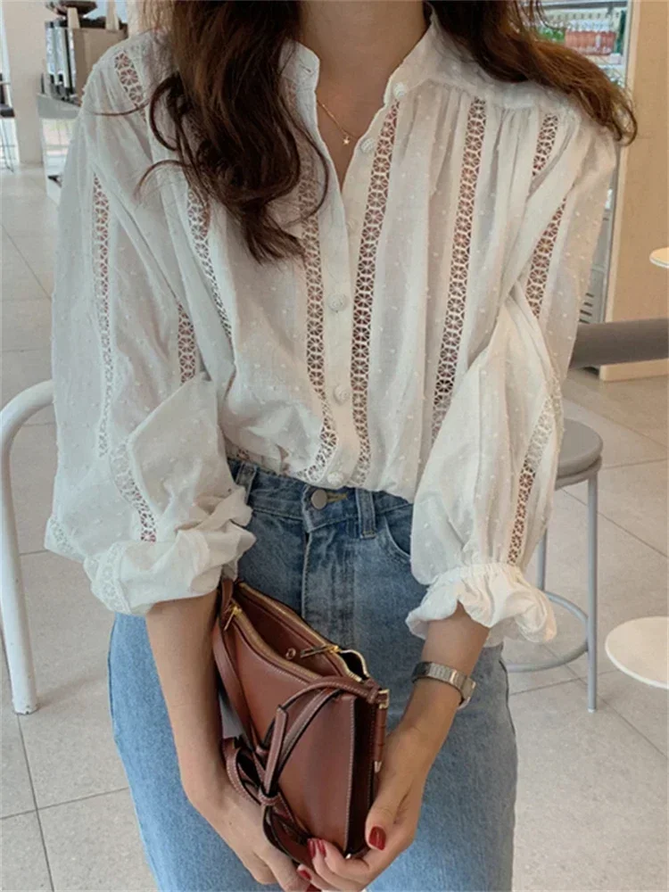 Womens Blouse Summer Women Blouses Spring White Long Shirt Female Maxi Blusas Casual Vintage Long Sleeve Cotton Oversize Loose