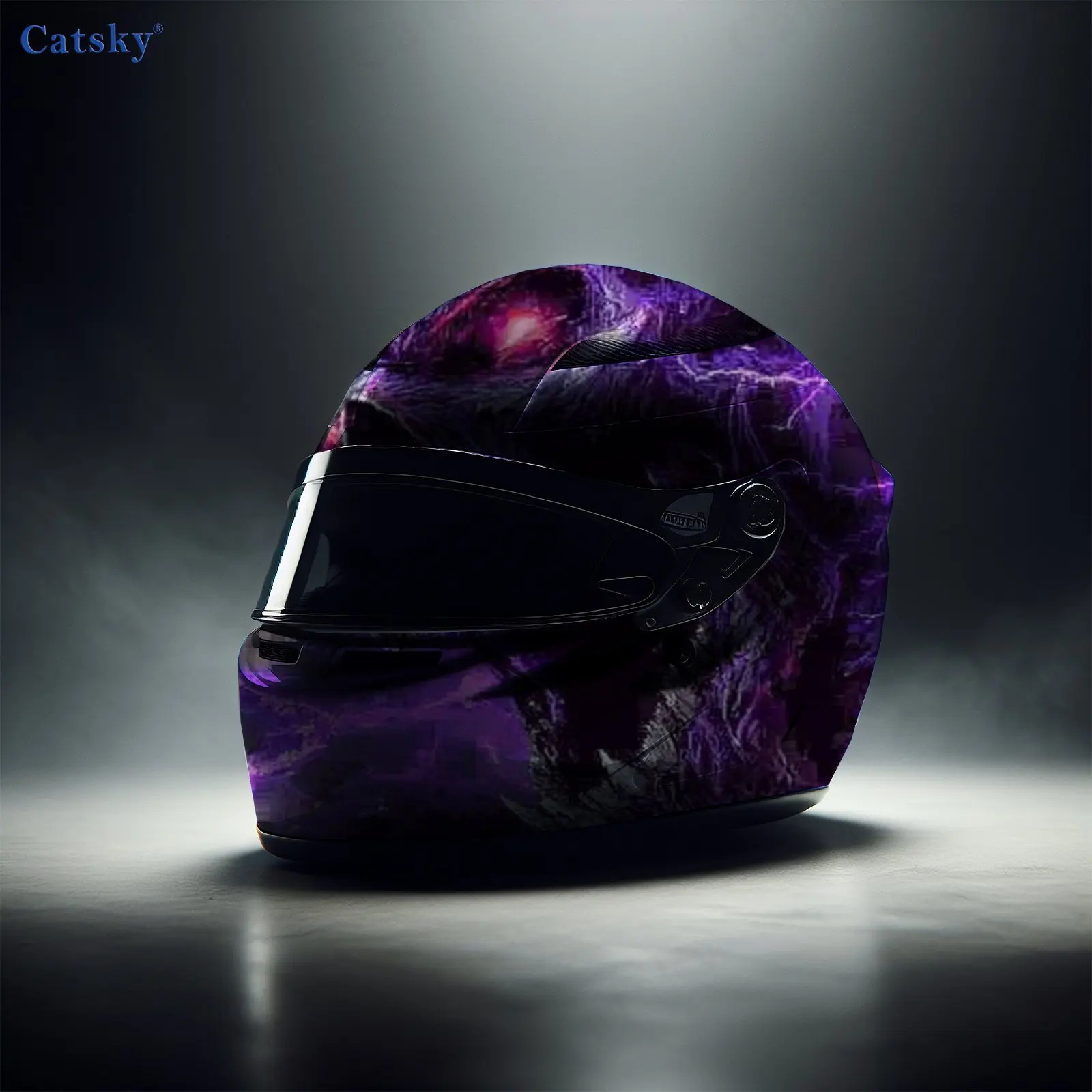 Purple Lightning Demon PVC material self adhesive waterproof motorcycle helmet sticker, paste firmly and do not fall, waterproof