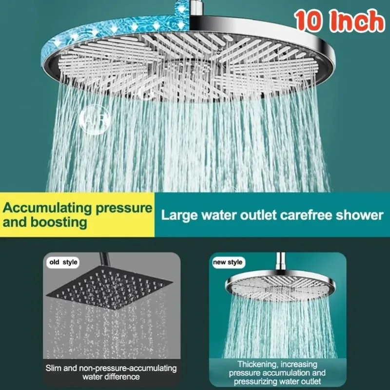 Luxury 10inch High Pressure Rainfall Showerhead 3 Modes Handheld Shower Head Combo Anti-clog Nozzles Water Saving Overhead Spray