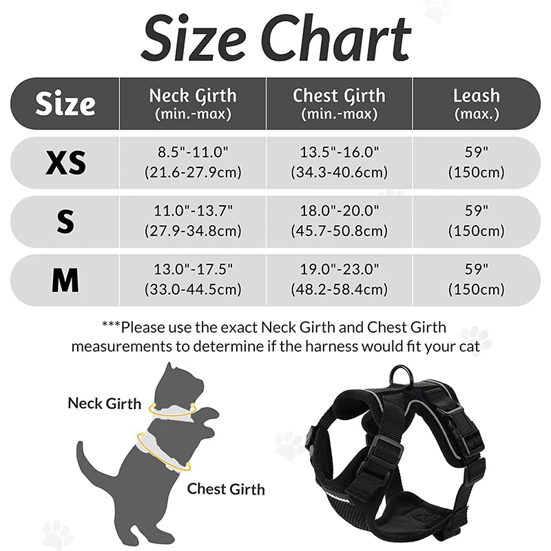 Pet Cat Harness and Leash Set Stylish Escape Proof Cat Vest Harness Adjustable Breathable Pet Harness with Reflective Trim