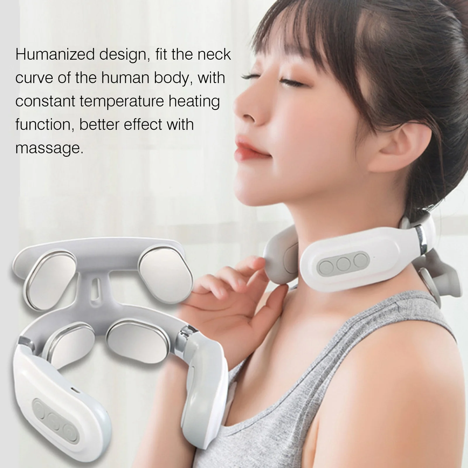 Zervikales Massagegerät, 16 Modi, USB, intelligente Pulsheizung, 4-Nackenmassagegerät zur Linderung von Nacken, Schulter, Schmerzen, Entspannung der Muskeln