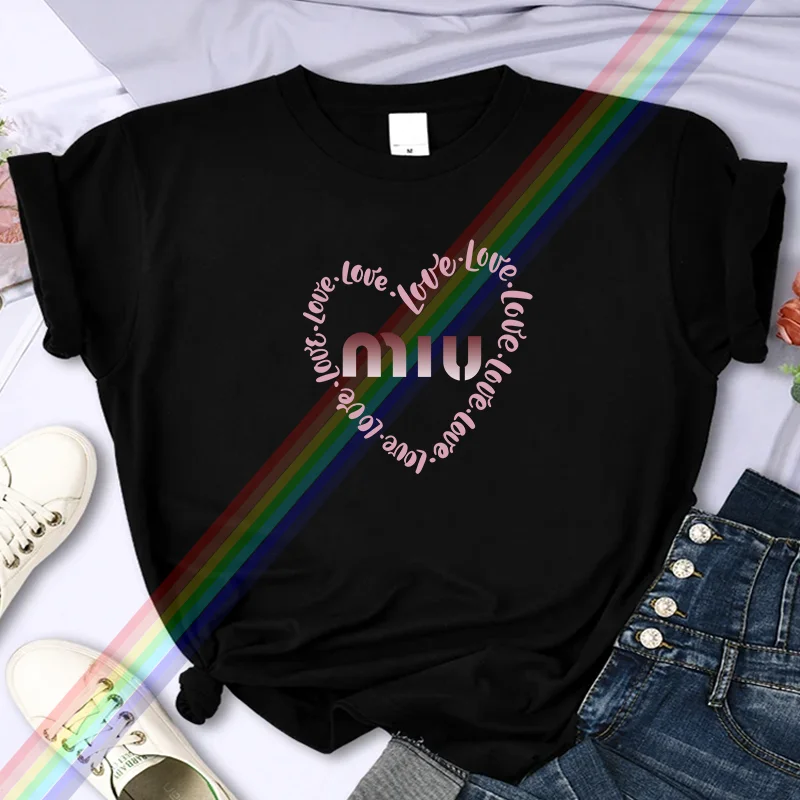 Voor Dames Luxe Liefdesbrief Hoogwaardig Zomer T-shirt met print 100% Katoen Casual Oversized Y2k Persoonlijkheid Mouw O-hals