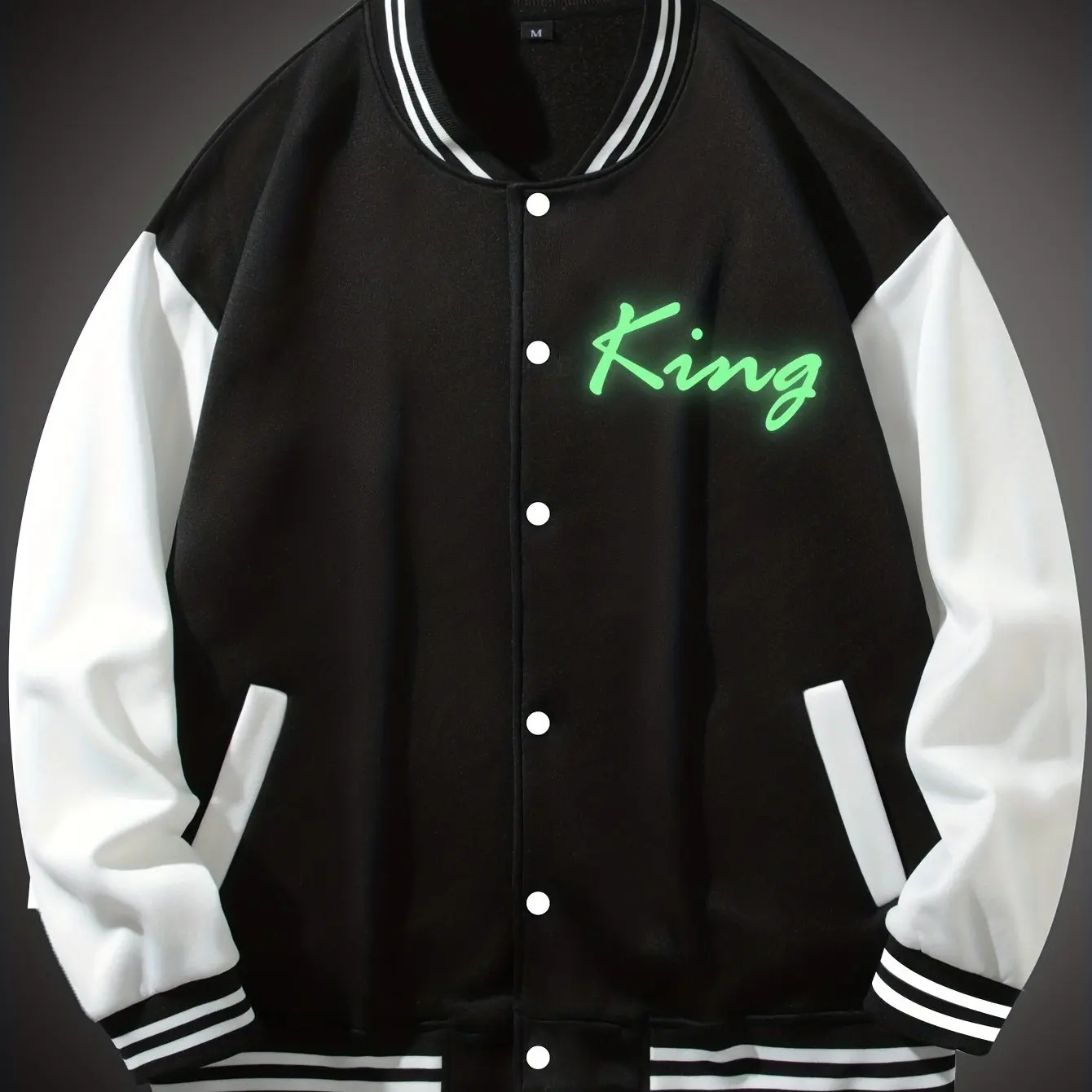 

Мужская повседневная куртка с буквенным принтом и цветными блоками с пряжкой, подходящая для весенне-осеннего бейсбола в кампусе