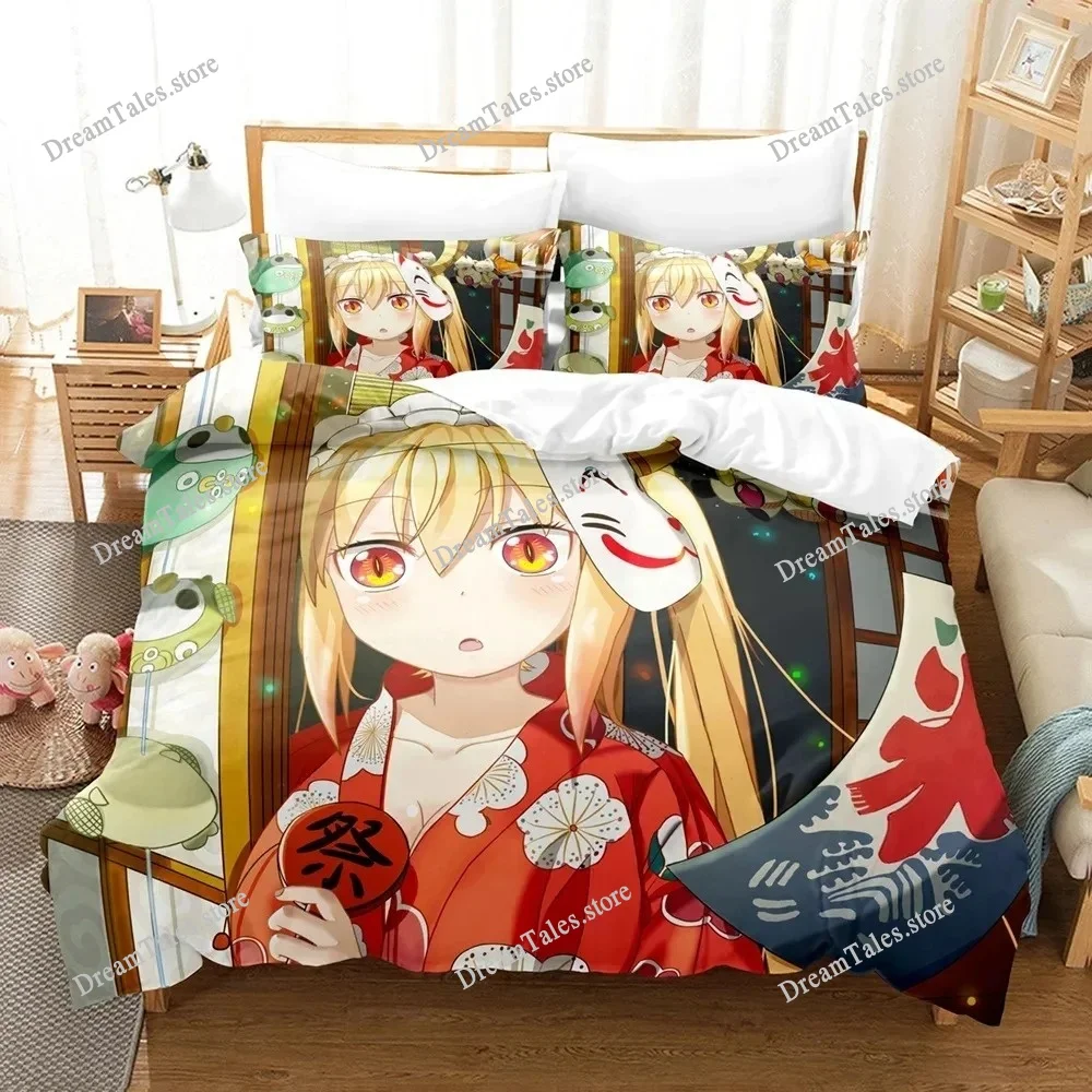 Комплект постельного белья с 3D принтом Miss Kobayashis Dragon Maid, пододеяльник, комплект постельного белья, пододеяльник, наволочка, одеяло King Queen Size для мальчиков и взрослых