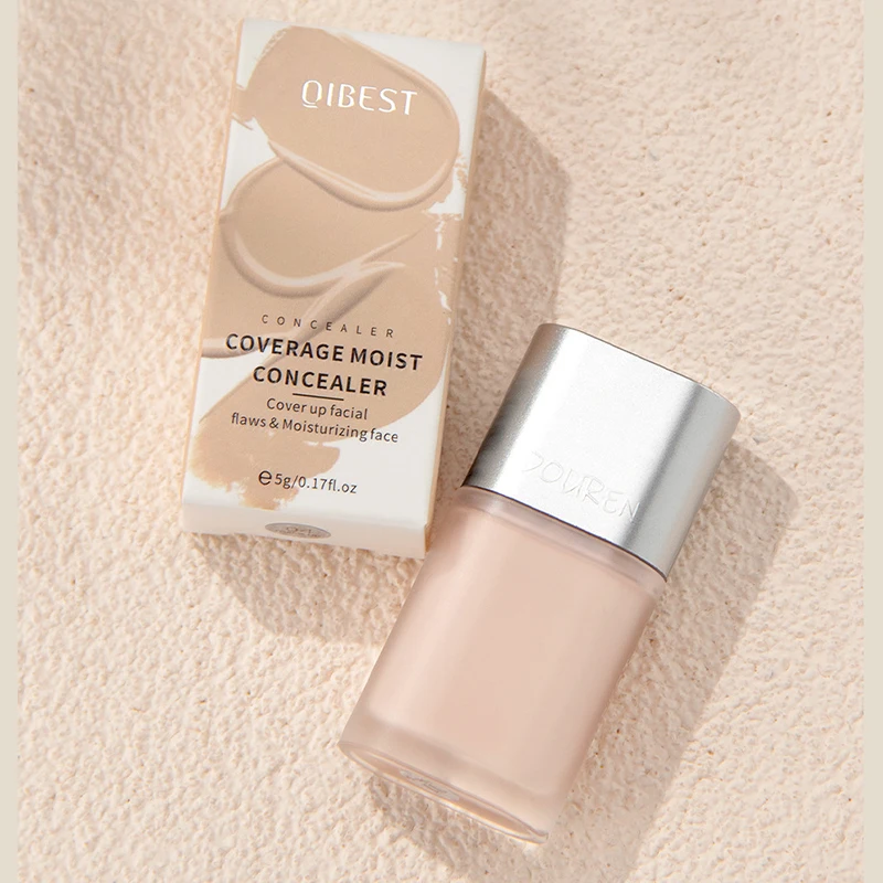 Qibest Foundation Vloeibare Langdurige Concealer Bedekken Acne Donkere Kringen Olie-Controle Concealer Basiscrème Fleurt Gezichtsmake-Up Op