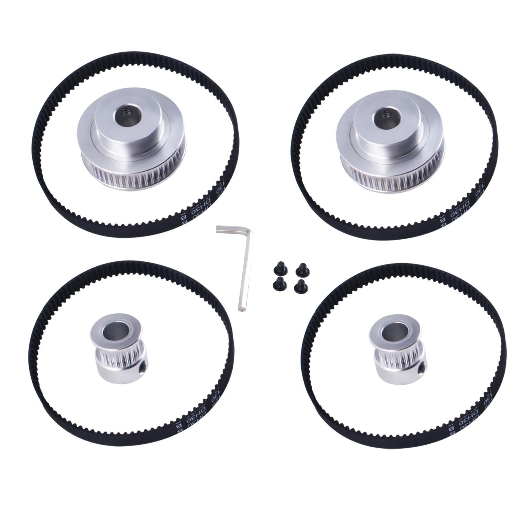 GT2 Synchronous Wheel  20-48T-8B-6 Set 2PCS 20&48 Teeth 8mm Bore Aluminum Timing Pulley with 4PCS Length 200mm Width 6mm Belt