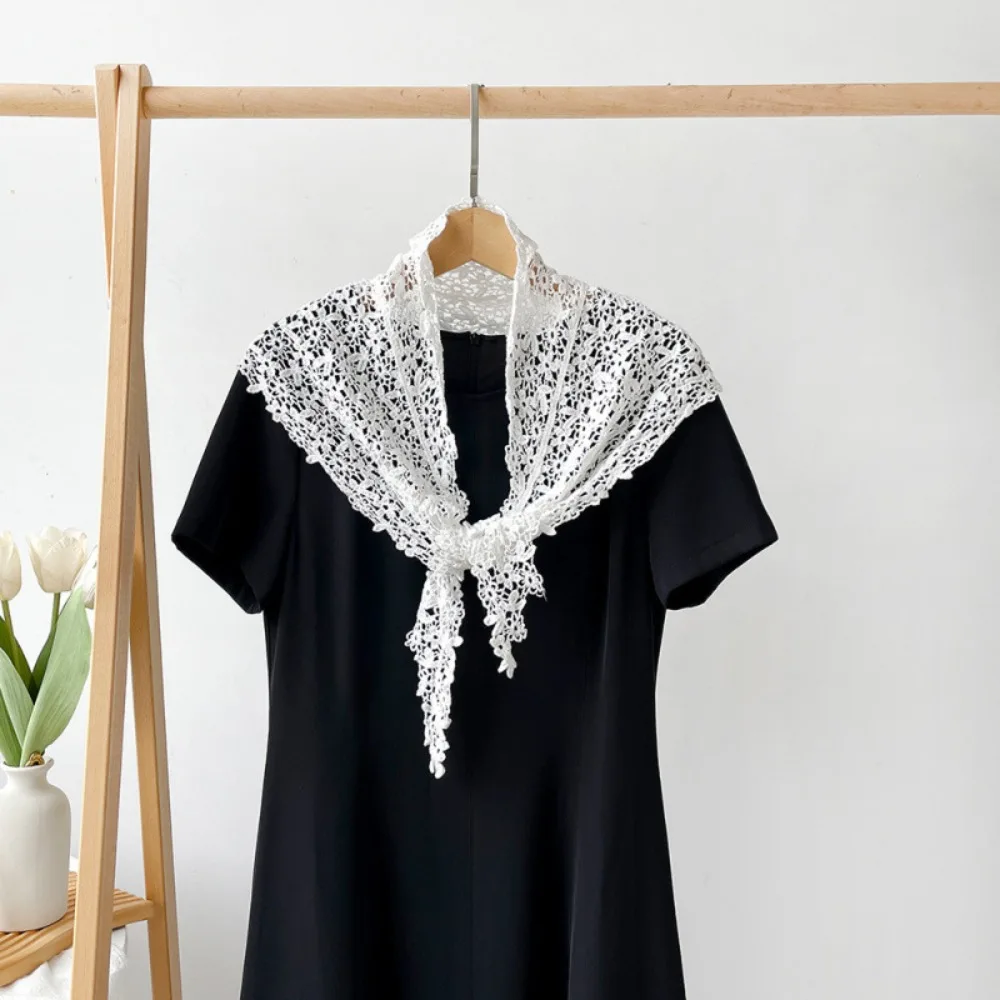 

Simple Fake Collar Lace Shawl White Cloak Flower Scarves Cape Clothes Decoration Hip Scarf Summer