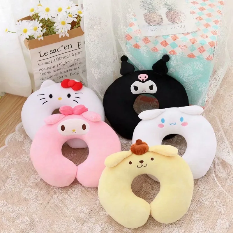 

New Kawaii Sanrio Anime Neck Pillow Cartoon My Melody Kuromi Cinnamoroll Pudding Dog Cute U-shaped Pillow Anime Car Travel Gift