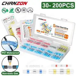 30-200Pcs Solder Seal Wire Connectors Kit Waterproof Marine Grade Automotive Tinned Electrical Insulated Splice Joint Terminals