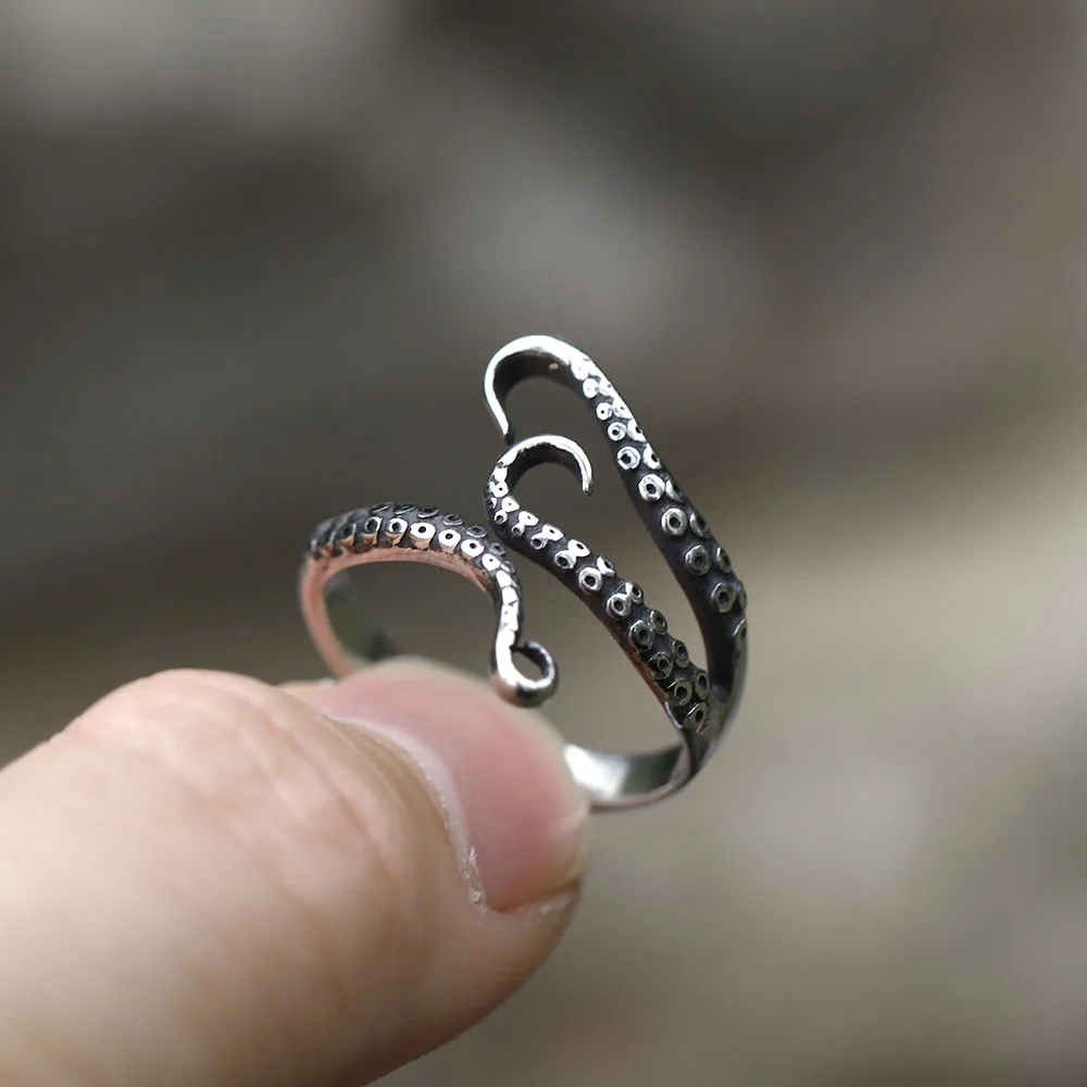 2022 NEW Men's 316L Stainless-Steel Rings Deep Sea Monster Squid Octopus Finger Tentacles Ring Jewelry Gifts Free Shipping view 5