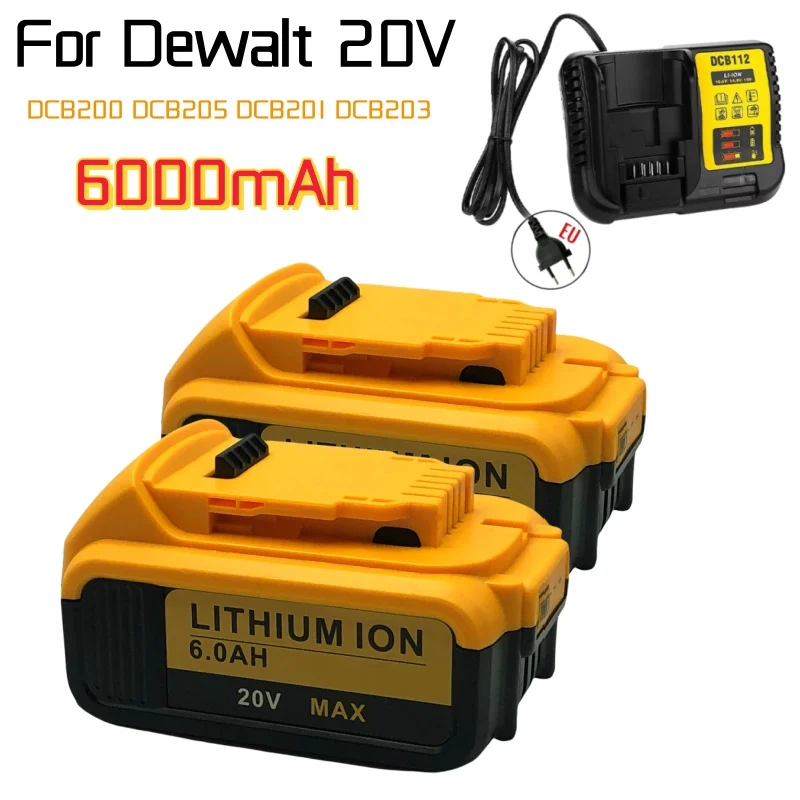 

20V Battery Tools 6.0Ah DCB200 DCB184 DCB181 Replacement Li-ion Battery for DeWalt MAX XR power tool 6000mAh lithium Batterie