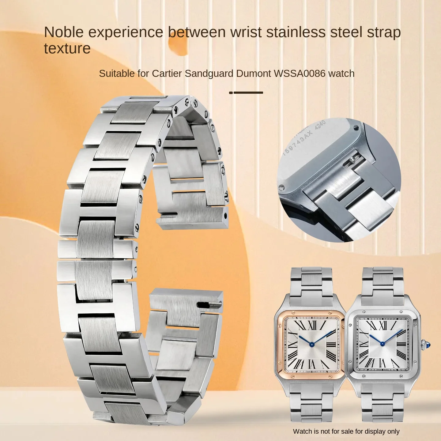 

Металлический быстросъемный ремешок для часов Cartier Santos Dumont, 17,5 мм, браслет из нержавеющей стали 304, ремешок для часов WSSA0086 WSSA0032