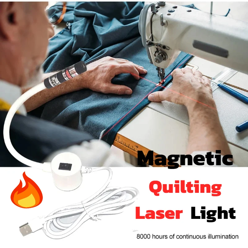 1Pc Magnetic Sewing Laser Positioner Red Light Cross Line Dot Infrared Light For Sewing Machine USB Precision Positioning Light