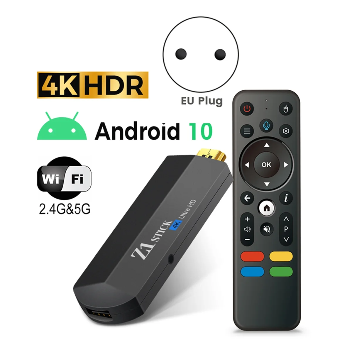 Z1 Stick H313 2gb +16gb Rom Stick Tv Box 4k Android 11 Atv Ui Bt Voice Remote Vs -EU Plug