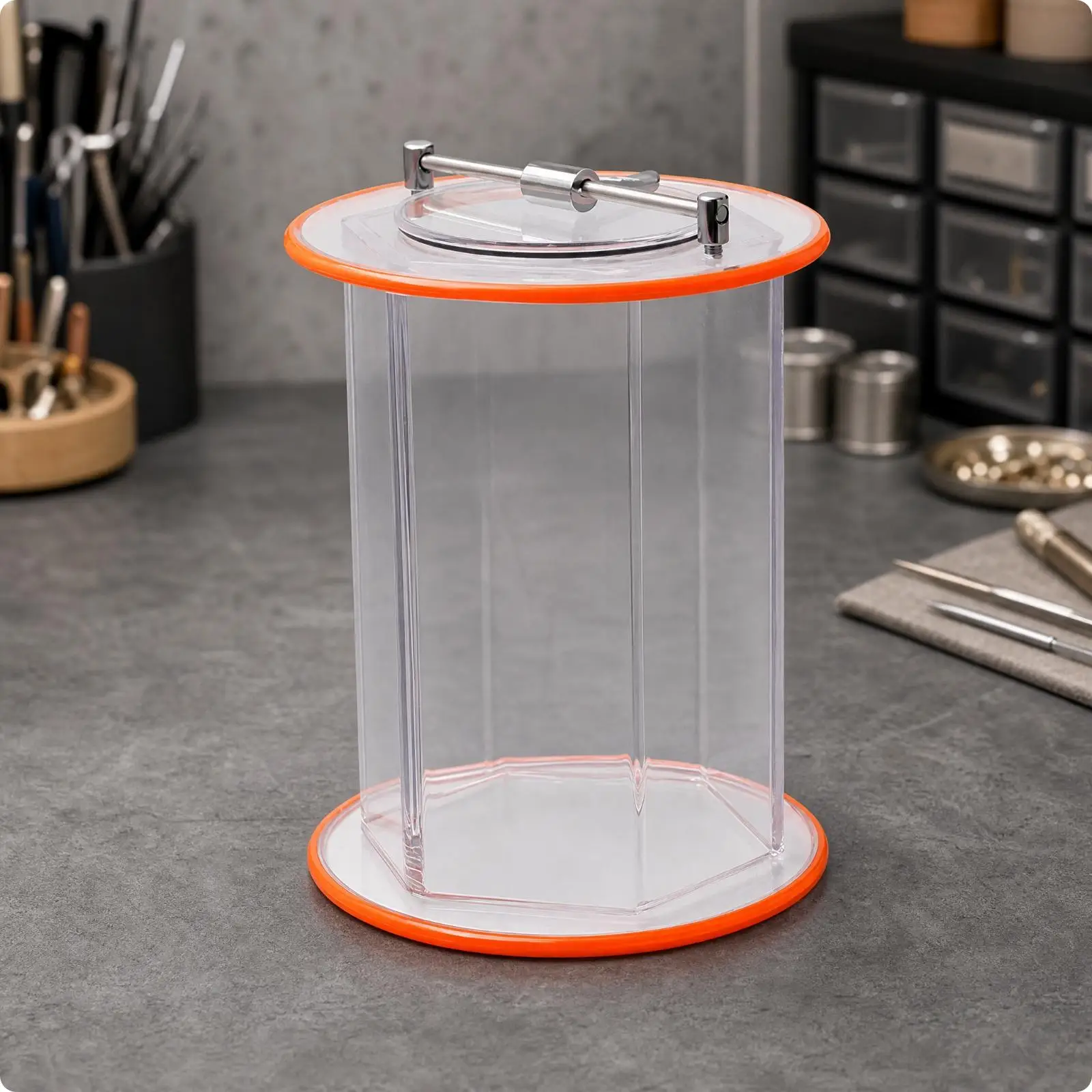 Compact Jewelry Polishing Machine Tumbler Barrel for Hobby Workspaces Metal Surface Finishing with Timer Control