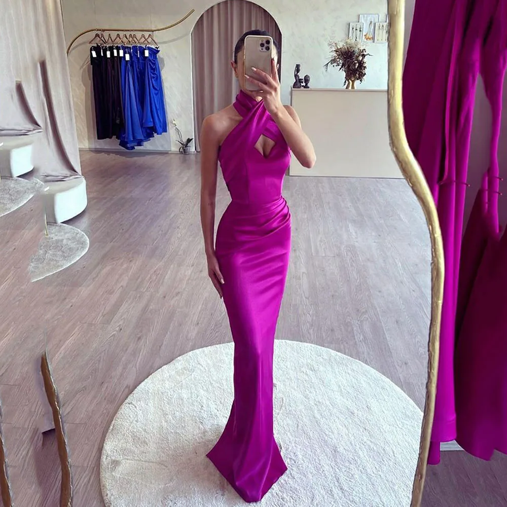 Msikoods Purple Prom Dresses Graduation Dress Customized Special Occasion Gowns Satin Mermaid Wedding Party Gown Robes De Soirée