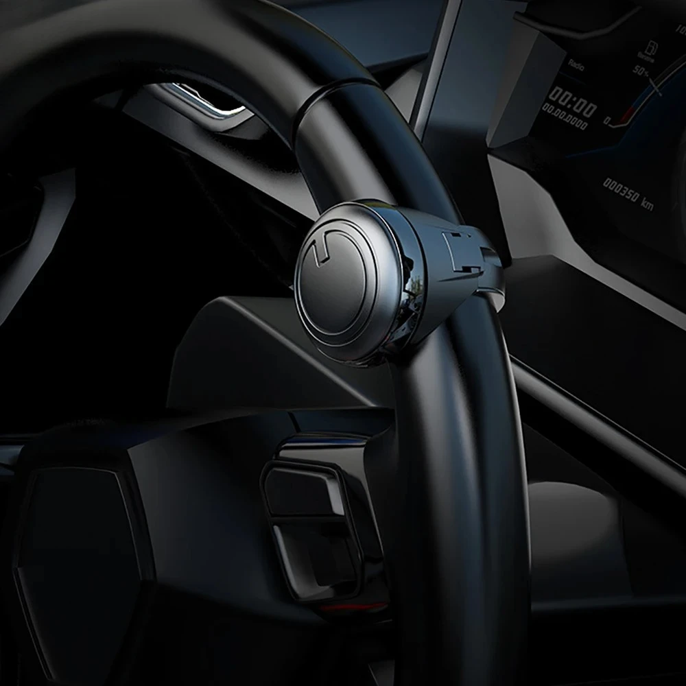 Turning Steering Wheel Spinner Knob 360 Degree Rotation Metal Bearing Power Handle Ball Shaped Booster Universal Fit Black