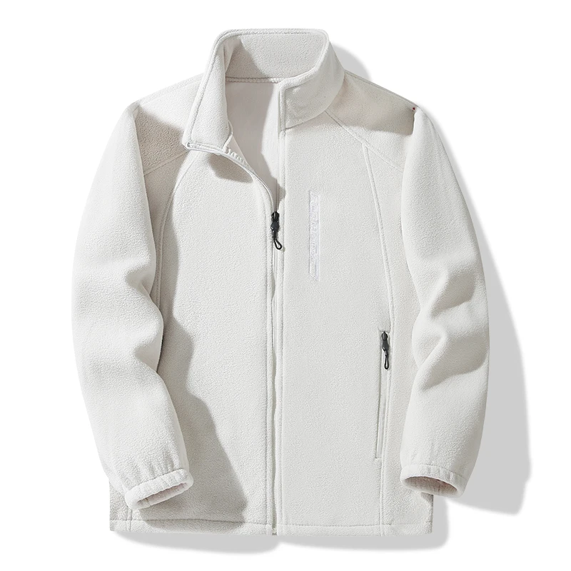 Running Sports Jacket Couple Solid Color Thin Fleece Jacket Men's Coat Stand-up Collar Middle-aged Warm Double-sided Fleece Coat