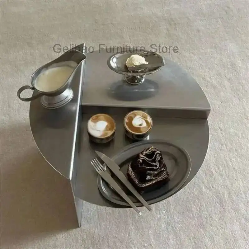 

Steel Table Living Coffee Plus Wabi-sabi Stainless Style Round Metal Coffee Table Korean Netflix Designer Models Side Table