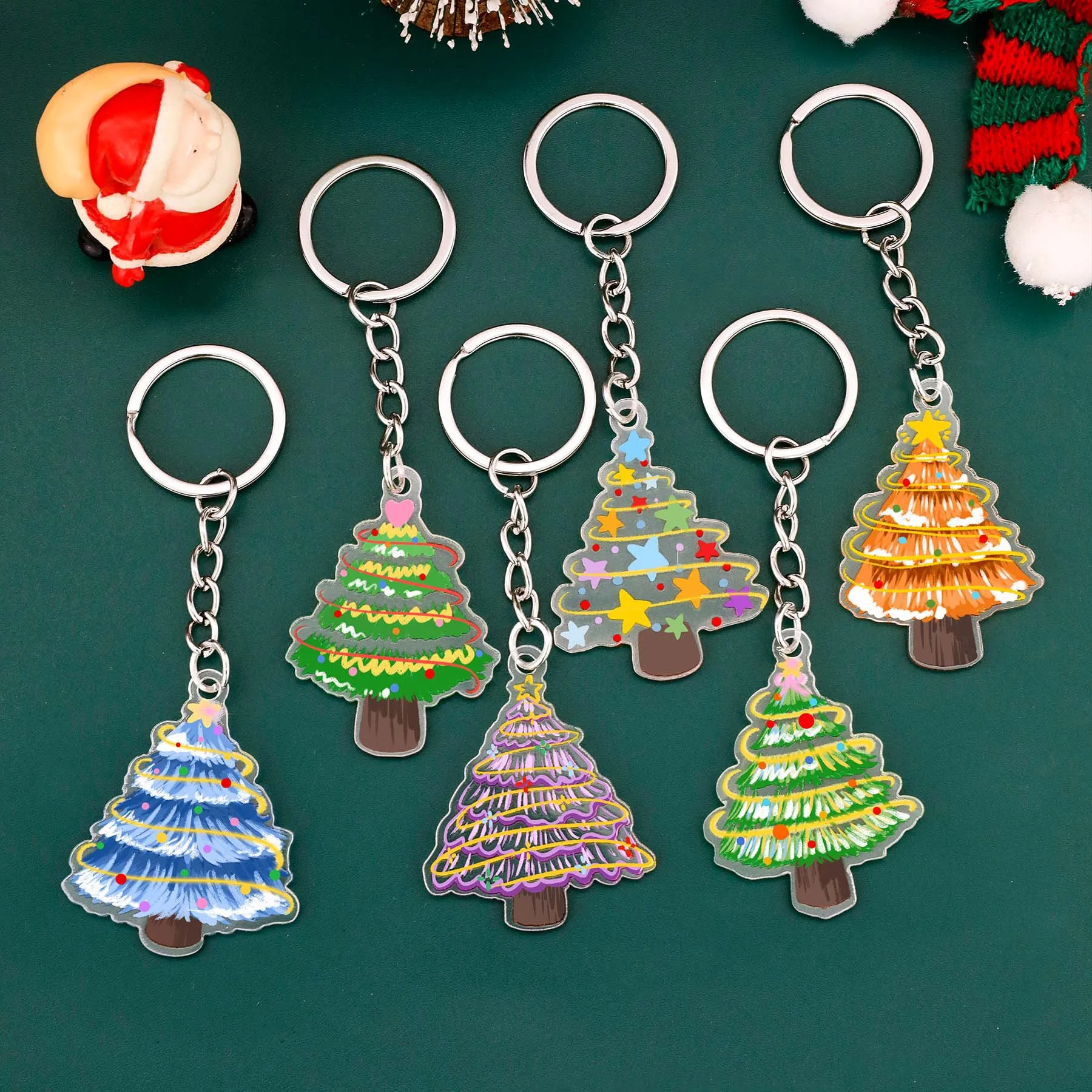 Christmas Tree Pendant Sparkling Festive Key Chain Christmas Tree Keychain Customizable Holiday Keyring For Keys Stocking Gift