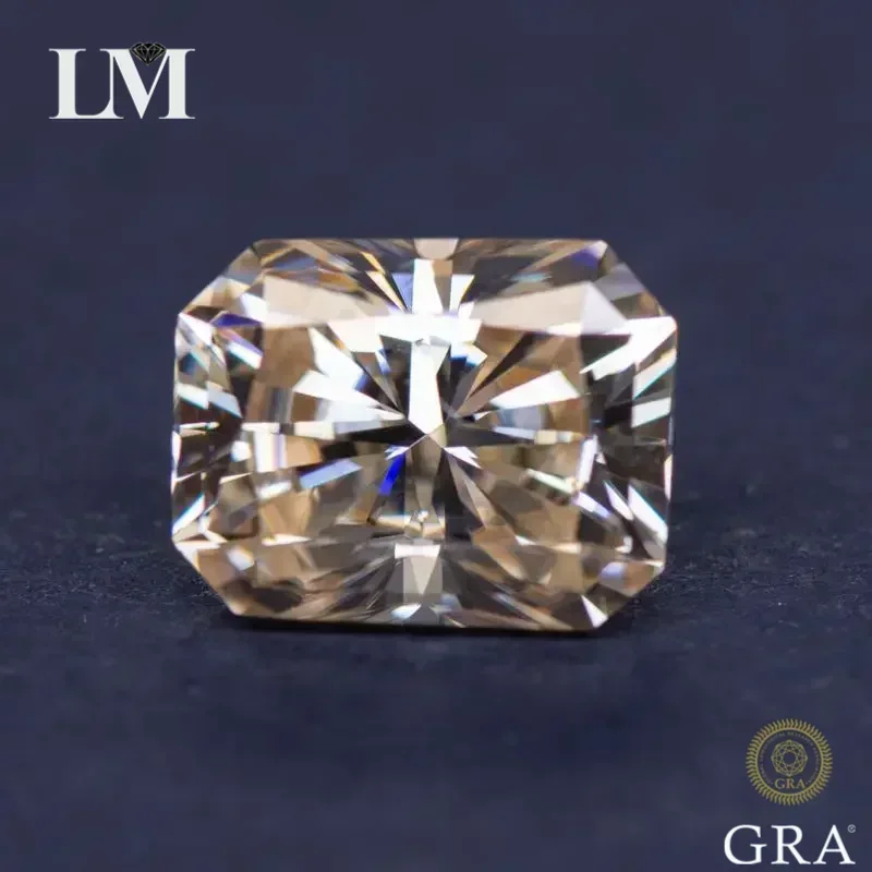 Moissanite Radiant Cut Tea Yellow Natural Color for Jewelry Making DIY Ring Necklace Earrings Materials with GRA Certificate