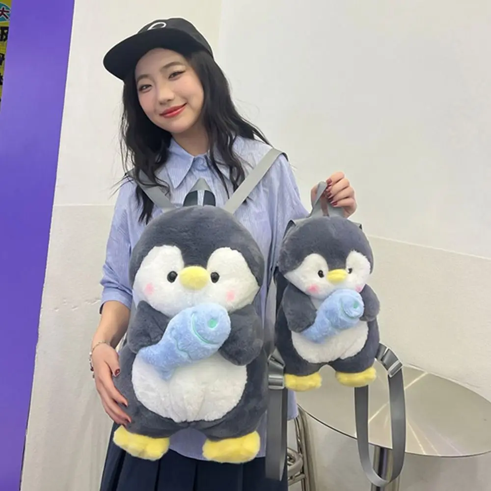 Soft Plush Toy Penguin Backpack Doll Large Capacity Children School Bag JK Lolita Plush Animal Shoulder Bag Outdoor