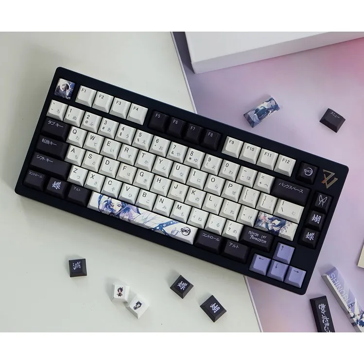 Skyskyline】demon slayer kochou shinobu keycaps cherry perfil pbt dye-sub 137 teclas adequadas para 61/78/8/104 teclado mecânico