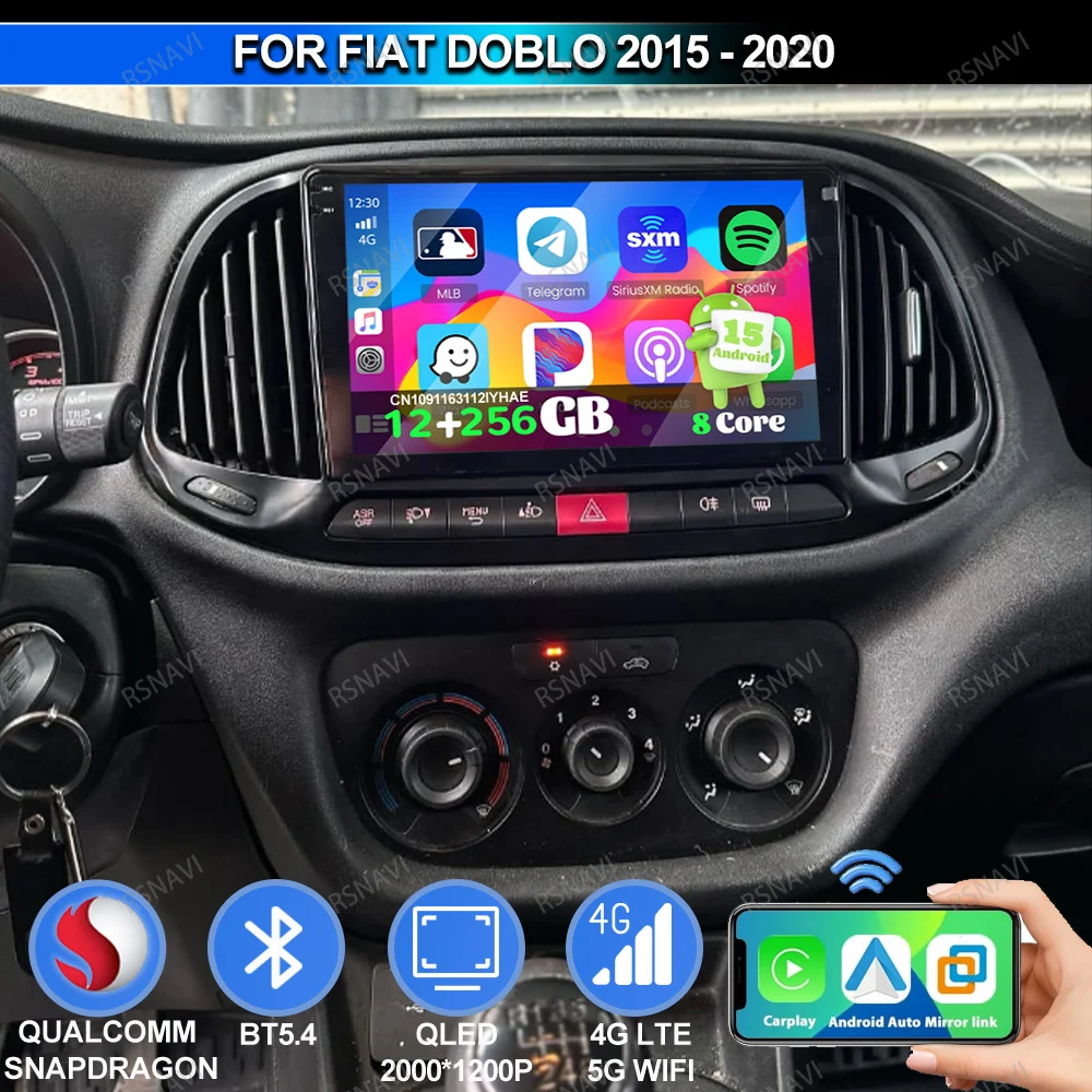 

Автомобильный радиоприемник Android 15 для Fiat Doblo 2015 2016-2020 Держатель телефона Автомобильные аксессуары Интерьер Tesla Model Y Junwiper DVD DSP BT