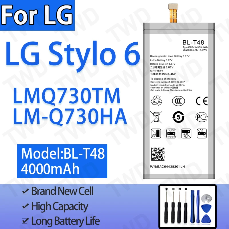 BL-T48 Large capacity 4000mAh Battery For LG Stylo 6 Batteries New High Quanlity+Free Tools