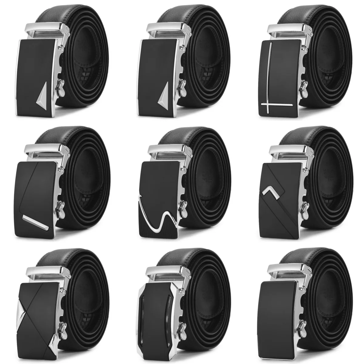 

3.5cm Men's Silver Gold Automatic Ratchet Belt Fashion Designer Brand Belt 100-130cm Genuine Leather Belt for Men Black