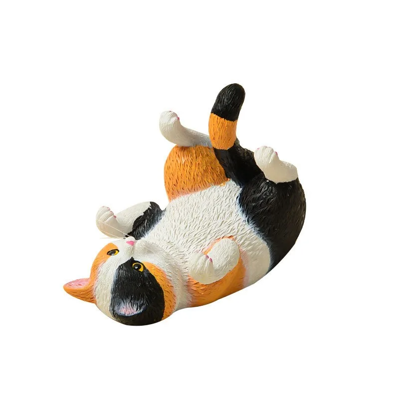 حامل هاتف رائع للقطط الواقعية - لعبة مكتب إبداعية لطيفة من الراتنج على شكل قطة برتقالية وديكو