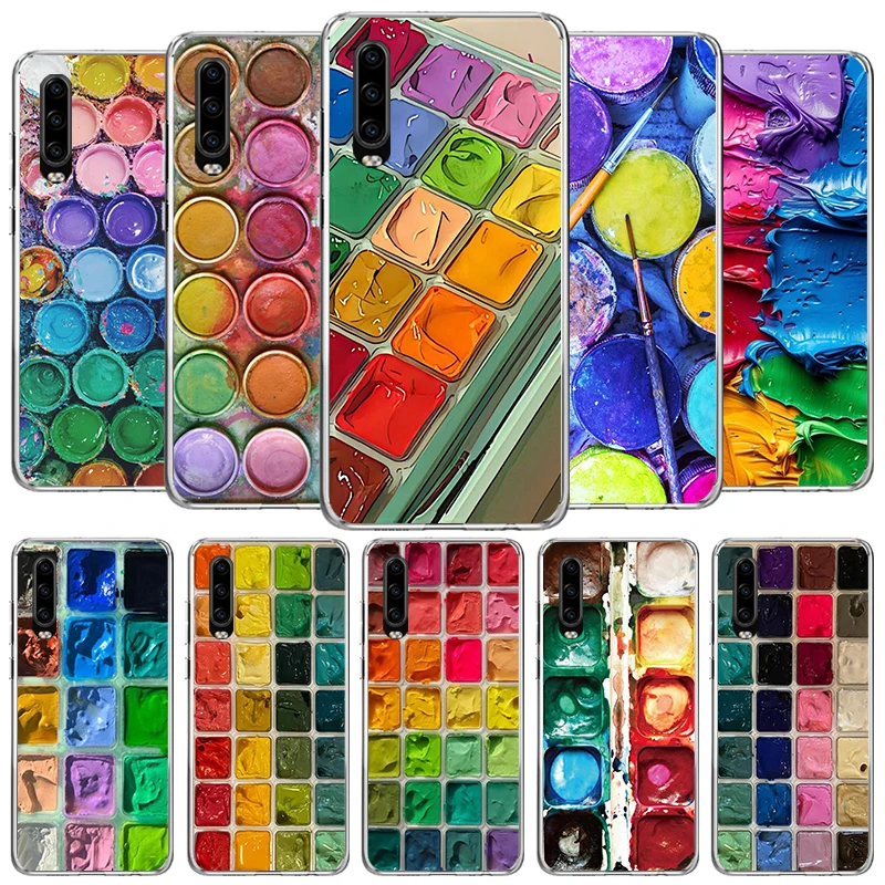 Watercolors Set Paint Palette Painting Box Cover Phone Case For Huawei P40 P30 P20 P10 Lite Mate 20 10 Pro P Smart Z Y5 Y6 Y7 Y9