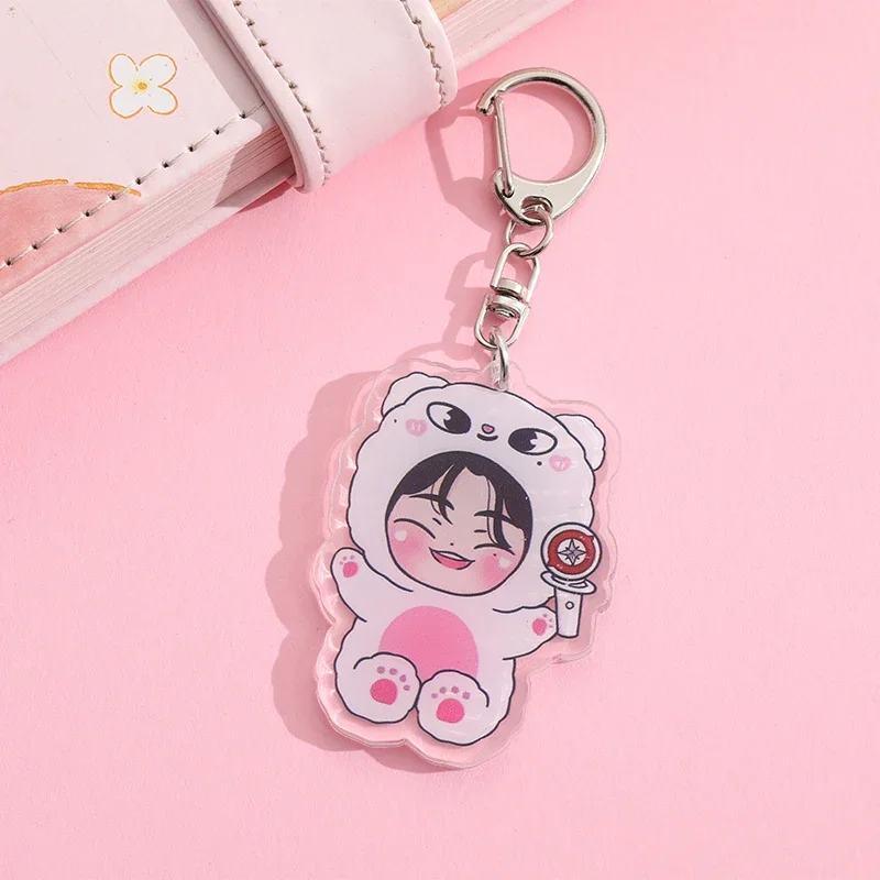 Cute Cartoon Kpop KeyChain Stray Kids Pendant Keyring Bag Acrylic Car Chain Lovely Mobile Phone Accessories Pendant Gift