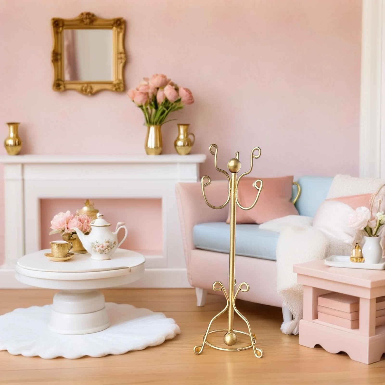 Appendiabiti in metallo in miniatura Appendiabiti per casa delle bambole 1:12 Design robusto per organizzare mini abiti Scena di giocattoli