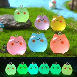 10Pcs Cute Luminous Colorful Cat Charms Resin Animals Pendants for Jewelry Making DIY Earrings Keychain Crafts Findings Bulks