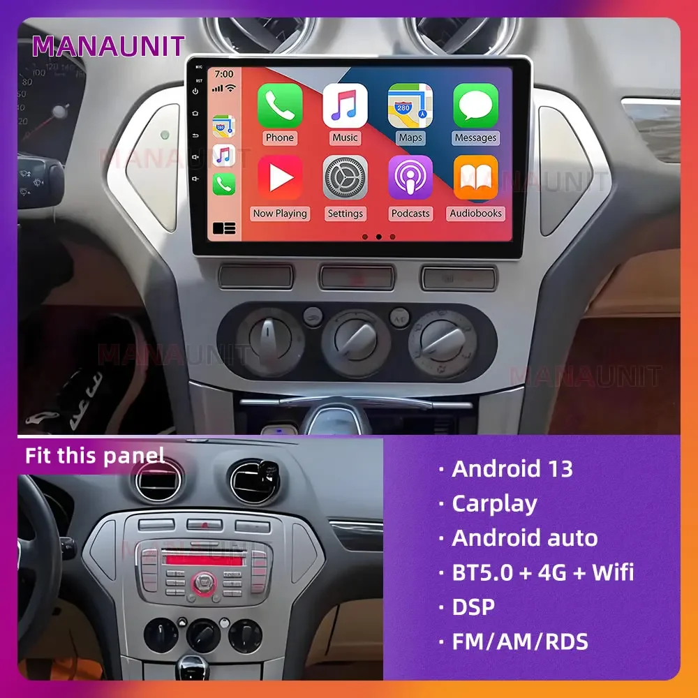 Car Player For Ford Mondeo 2007-2010 Multimedia,Carplay,Android Auto,Radio,Navigation,GPS,Stereo,Head Unit,Smart Voice,DVD