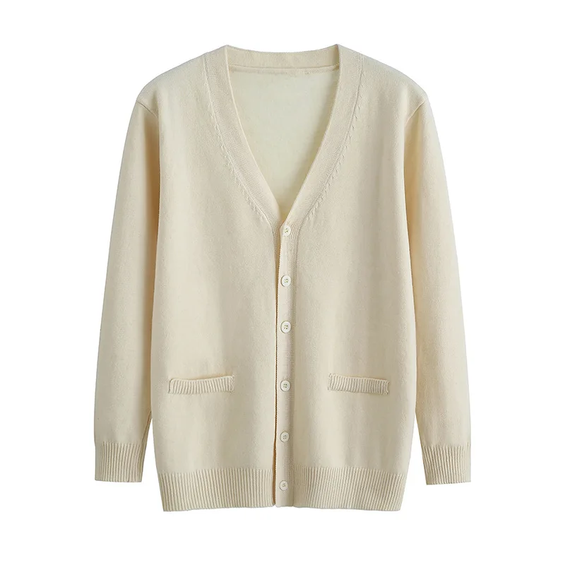 

Молодежный вязаный свитер-кардиган унисекс, светло-коричневый, для студентов, школьников и колледжей